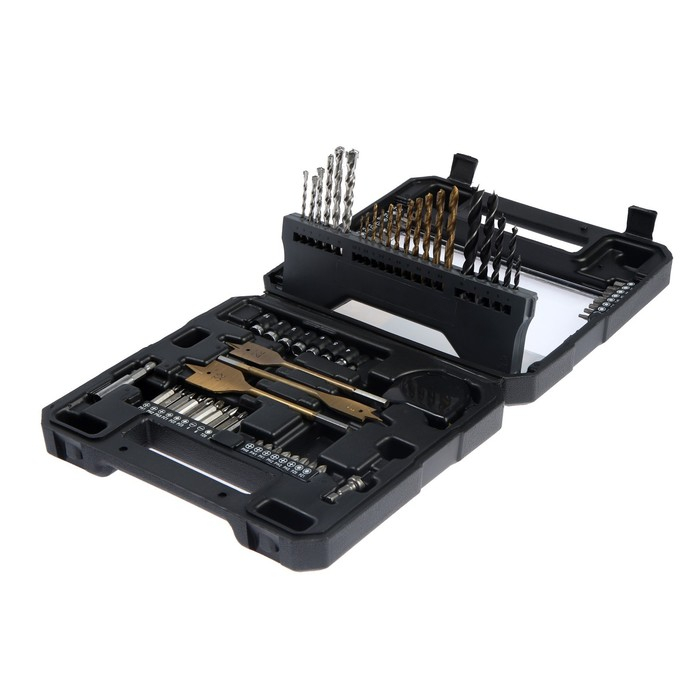 Набор универсальный ТУНДРА, сверла по дереву, бетону, металлу, биты, торц. головки, 70 шт. Набор универсальный ТУНДРА, сверла по дереву, бетону, металлу, биты, торц. головки, 70 шт.