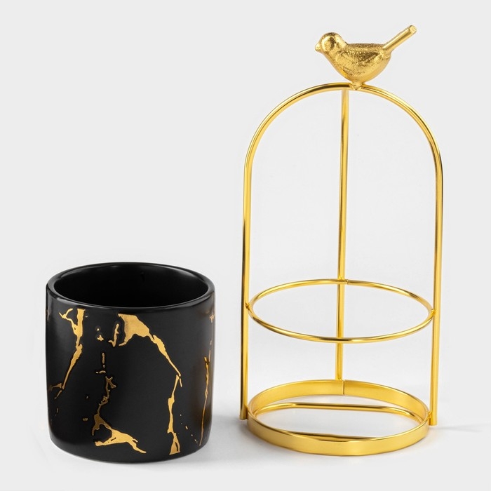 Конфетница керамическая &laquo;Марбл. Птичка&raquo;, 220 мл, 9&times;20,5 см