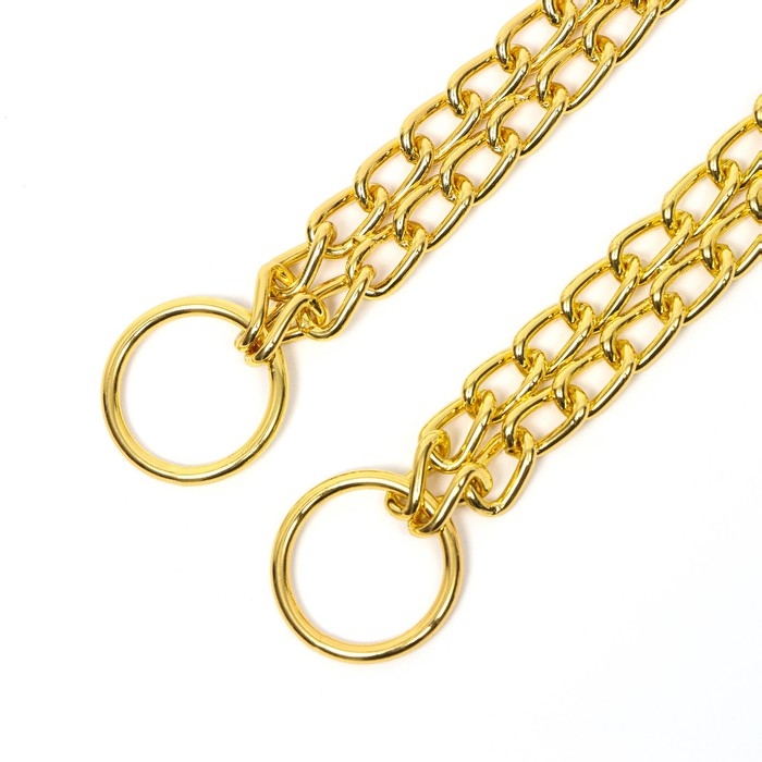 Ошейник - удавка металлический двухрядный, 45 см, толщина проволоки 2 мм, золотистый Ошейник - удавка металлический двухрядный, 45 см, толщина проволоки 2 мм, золотистый