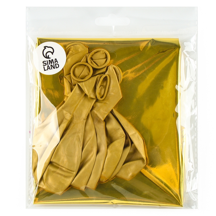 Набор шаров &laquo;Праздничный&raquo; фольга, латекс, цвет золото, 10 шт.