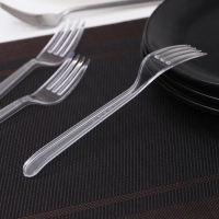 Набор одноразовых вилок, 18 см, 10 шт, цвет прозрачный Набор одноразовых вилок, 18 см, 10 шт, цвет прозрачный