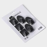 Крючки самоклеющиеся SAVANNA Black Loft, 6 шт, металл, 1,9×5,3×3,5 см, цвет чёрный Крючки самоклеющиеся SAVANNA Black Loft, 6 шт, металл, 1,9×5,3×3,5 см, цвет чёрный