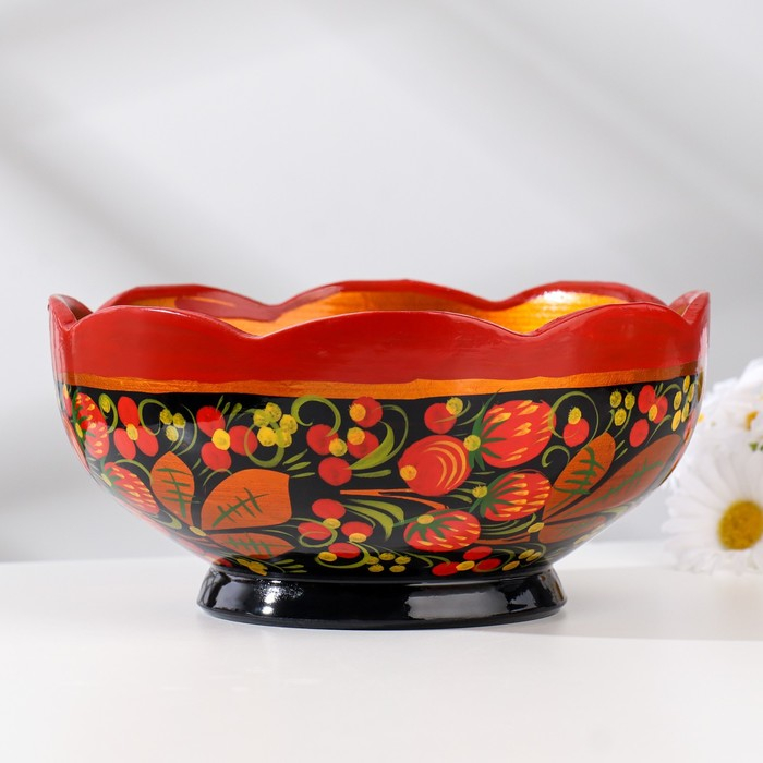 Салатник, резной, 15-16×7 см, хохлома Салатник, резной, 15-16×7 см, хохлома