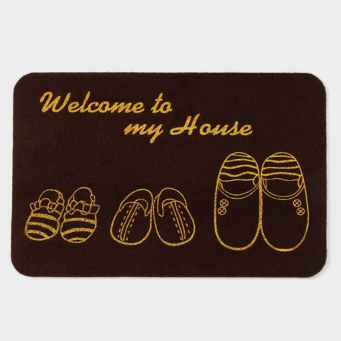 Коврик придверный грязезащитный Доляна &laquo;Тапочки&raquo;, влаговпитывающий, 35&times;58 см, цвет МИКС