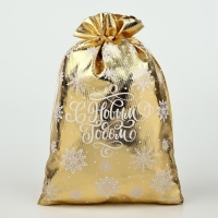 Мешочек подарочный парча &laquo;Новый год&raquo;, золото, 20 х 30 см, Новый год