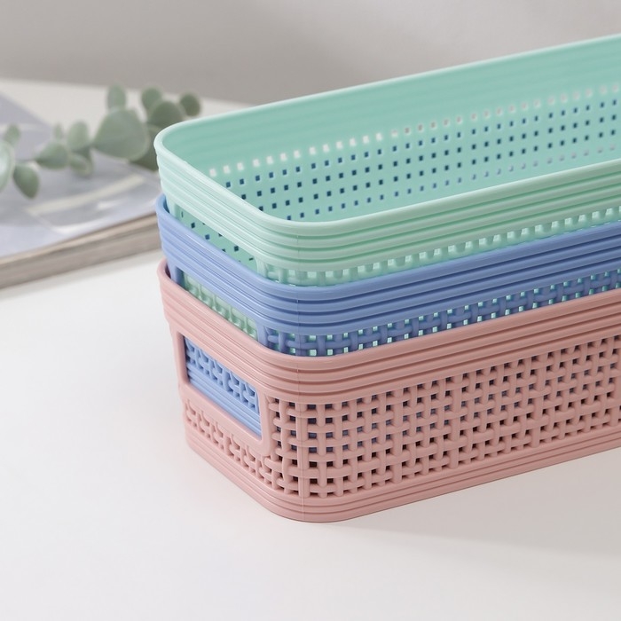 Корзина для хранения &laquo;Сетка&raquo;, пластик, 22&times;10&times;6 см, цвет МИКС