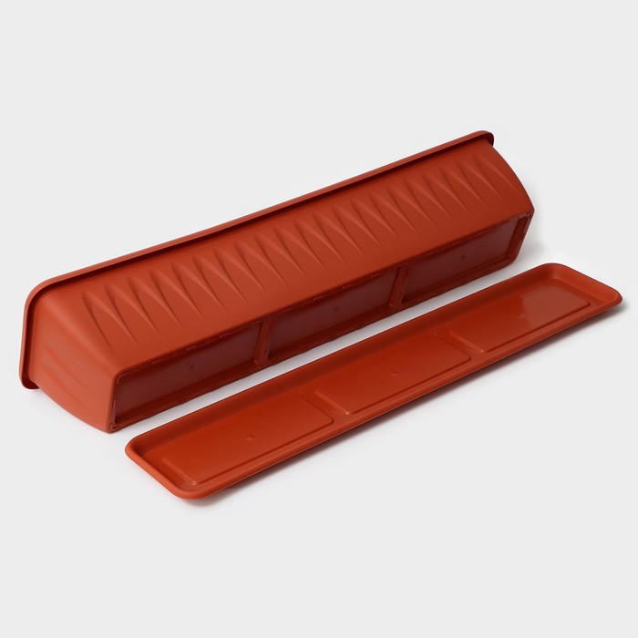 Ящик балконный «Алиция», 10 л, 80 см, с поддоном, цвет терракотовый Ящик балконный «Алиция», 10 л, 80 см, с поддоном, цвет терракотовый