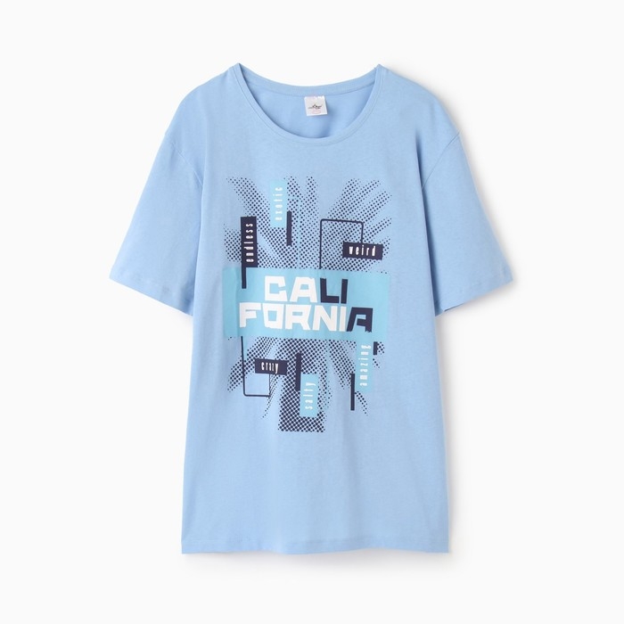 Футболка мужская "CALIFORNIA", цвет серо-голубой, размер 48