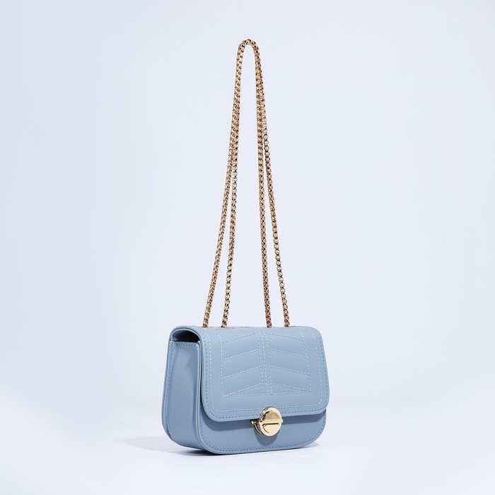 Сумка-мессенджер на клапане, цвет голубой