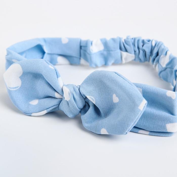 Повязка на голову для мамы и дочки &laquo;Набор для фотосессии: сердечки&raquo;, 2 шт., цв. голубой, M&B
