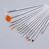 Набор кистей для наращивания и дизайна ногтей, 15 шт, цвет белый Набор кистей для наращивания и дизайна ногтей, 15 шт, цвет белый