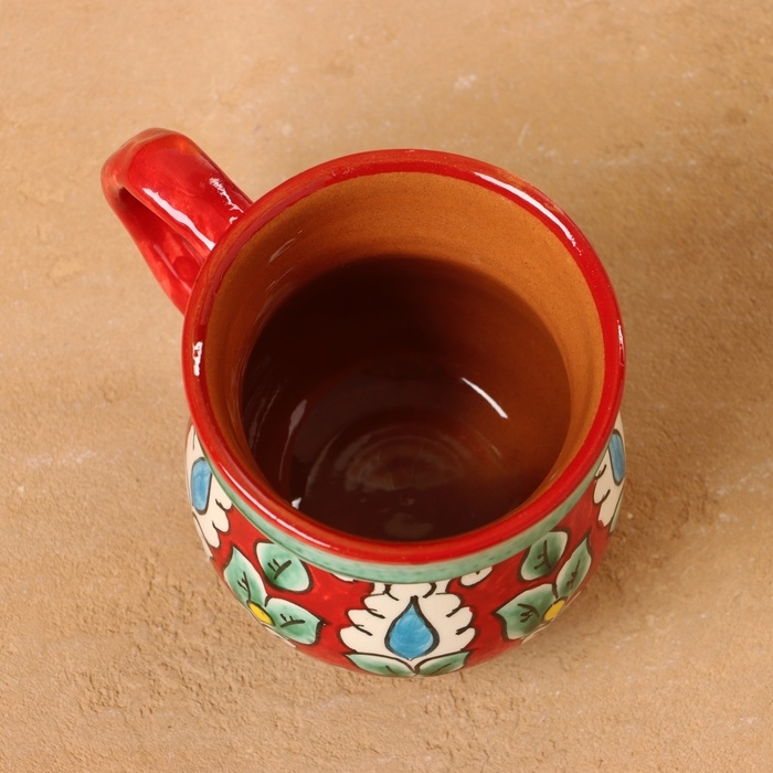 Кружка Риштанская Керамика Кружка Риштанская Керамика "Цветы", 330 мл, красный