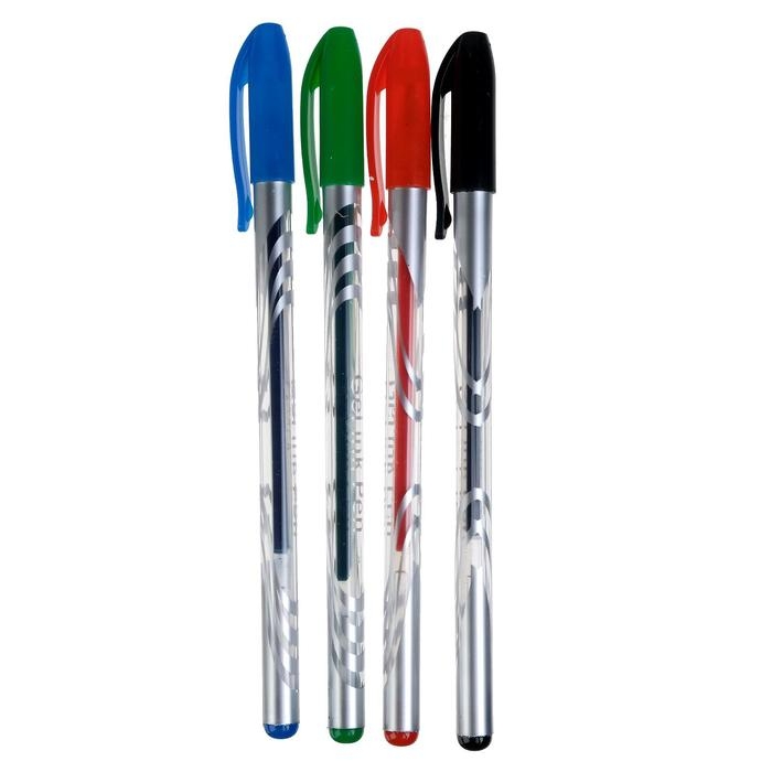 Набор гелевых ручек, 4 цвета: синий, чёрный, красный, зелёный Набор гелевых ручек, 4 цвета: синий, чёрный, красный, зелёный