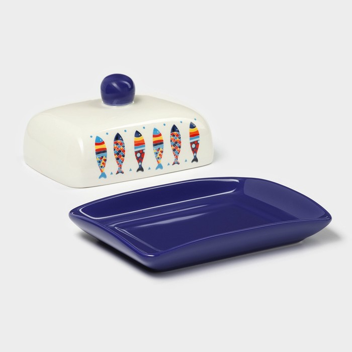 Маслёнка Доляна &laquo;Емеля&raquo;, 17&times;12&times;8,5 см, цвет белый