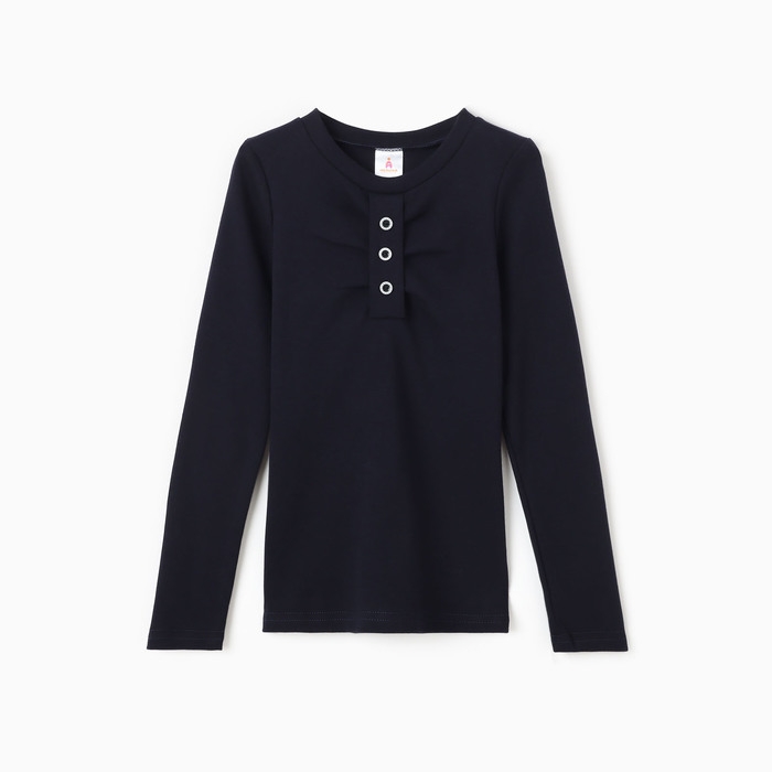 Лонгслив для девочки, цвет темно-синий, рост 128 Лонгслив для девочки, цвет темно-синий, рост 128