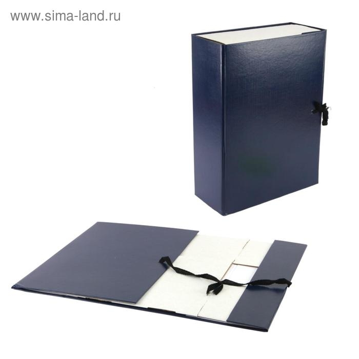 Короб архивный с завязками А4, Calligrata, 100 мм бумвинил, до 800 листов, синий Короб архивный с завязками А4, Calligrata, 100 мм бумвинил, до 800 листов, синий
