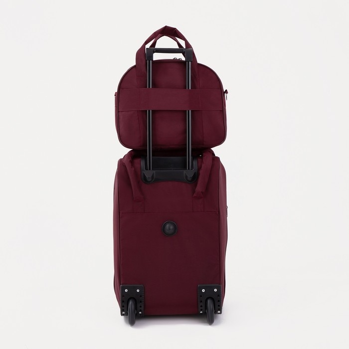 Чемодан малый 20", сумка дорожная на молнии, цвет фиолетовый