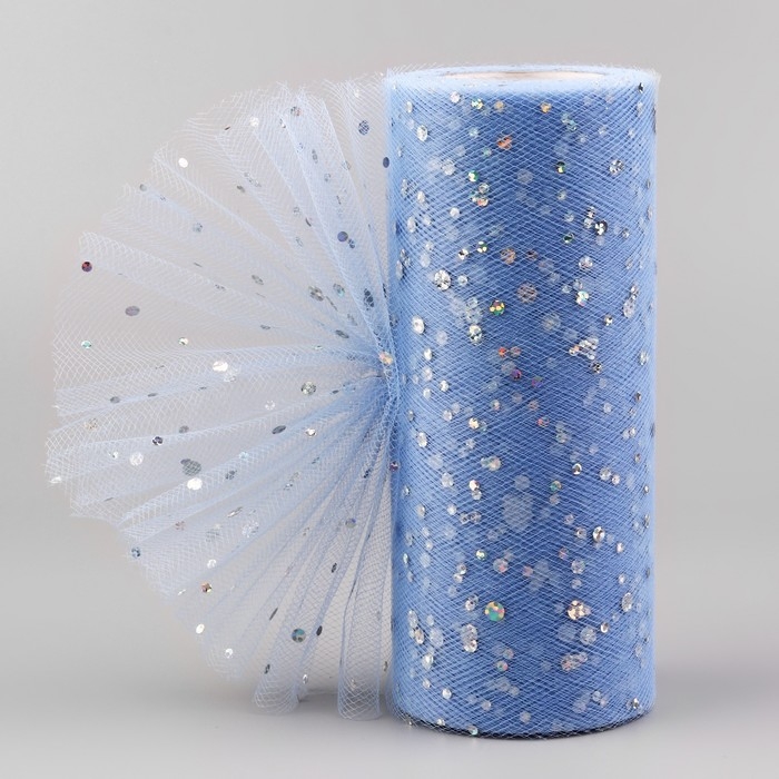 Фатин с блёстками, 15 см, 11 &plusmn; 1 г/кв.м, 23 &plusmn; 1 м, цвет голубой №21