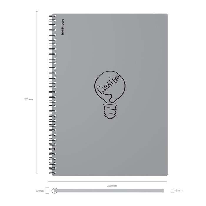 Тетрадь А4 на спирали, 80 листов в клетку, ErichKrause Life Style, пластиковая обложка, блок офсет 100% белизна, серая Тетрадь А4 на спирали, 80 листов в клетку, ErichKrause Life Style, пластиковая обложка, блок офсет 100% белизна, серая