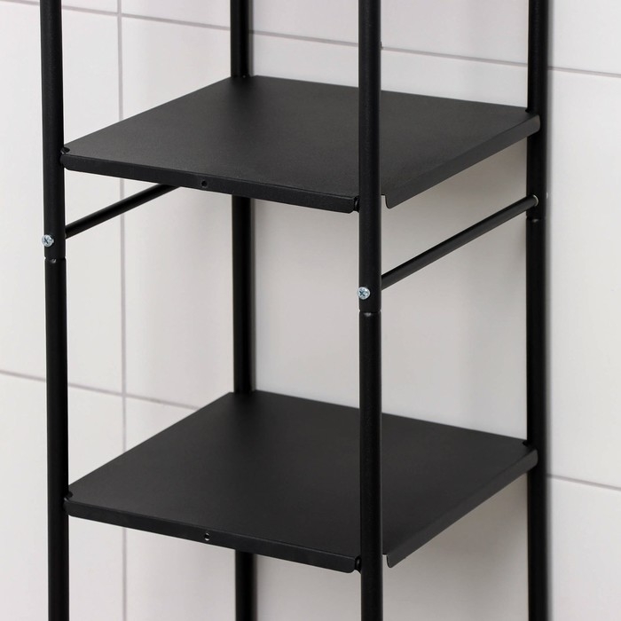 Стеллаж напольный шестиярусный, 29&times;29&times;158,5 см, цвет чёрный