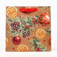 Пакет подарочный новогодний крафтовый квадратный «Новогоднее настроение», 30 х 30 х 12 см, Новый год Пакет подарочный новогодний крафтовый квадратный «Новогоднее настроение», 30 х 30 х 12 см, Новый год