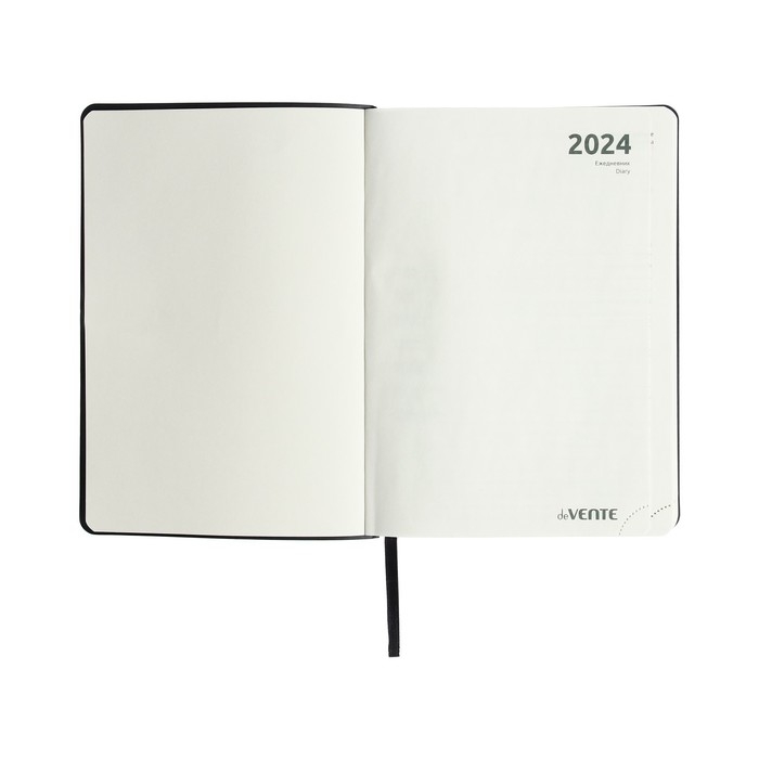 Ежедневник датированный 2024 A5 176 листов, deVENTE.Saltos, мягкая обложка из искусственной кожи, ляссе, кремовый блок 70 г/м2, чёрный