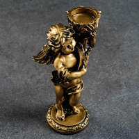 Подсвечник "Ангелочек" в левой руке, золото, 14х8х22 см, для свечи d=4 см Подсвечник "Ангелочек" в левой руке, золото, 14х8х22 см, для свечи d=4 см