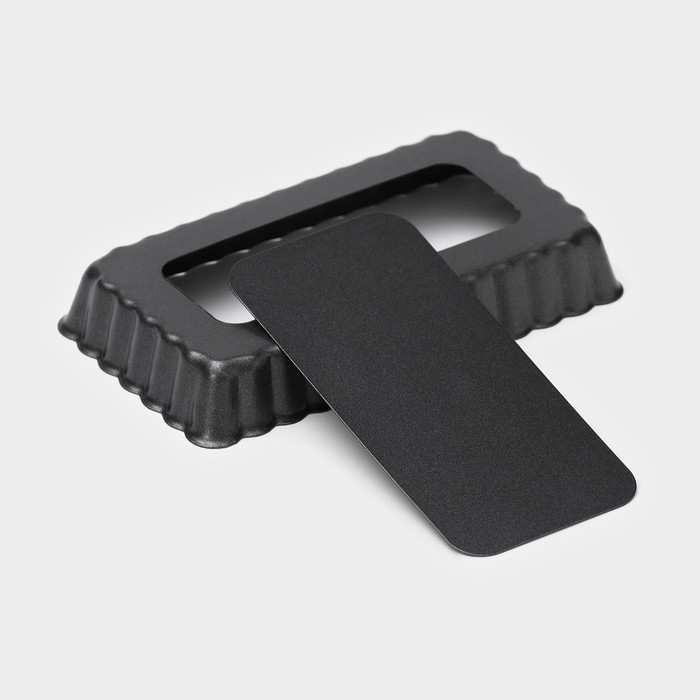 Форма для выпечки &laquo;Рифлёный прямоугольник&raquo;, 12&times;6,5 см, съёмное дно, антипригарное покрытие, цвет чёрный