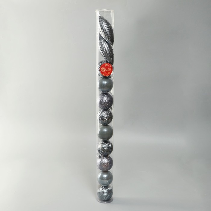 Набор украшений пластик 11 шт Набор украшений пластик 11 шт "Мелодия" сосулька, 6 см, серый