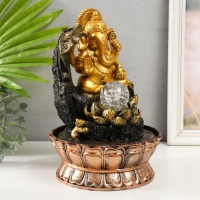 Фонтан настольный от сети, подсветка "Ганеша в золотом сидящий у лотоса" 20.5х20.5х30 см Фонтан настольный от сети, подсветка "Ганеша в золотом сидящий у лотоса" 20.5х20.5х30 см