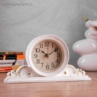 Часы настольные, интерьерные "Милица", бесшумные, d-9.5 см, корпус белый с золотом Часы настольные, интерьерные "Милица", бесшумные, d-9.5 см, корпус белый с золотом