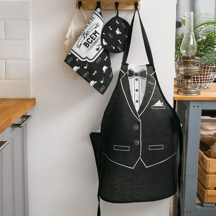 Фартук Доляна &laquo;Джентльмен&raquo;, 60 &times; 70 см, хлопок 100 %, рогожка