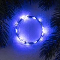 Гирлянда &laquo;Нить&raquo; 2 м роса. IP20, нить серебристая, 20 LED, 4.6 В, AG13x3 (в комплекте), 3 режима, свечение синее