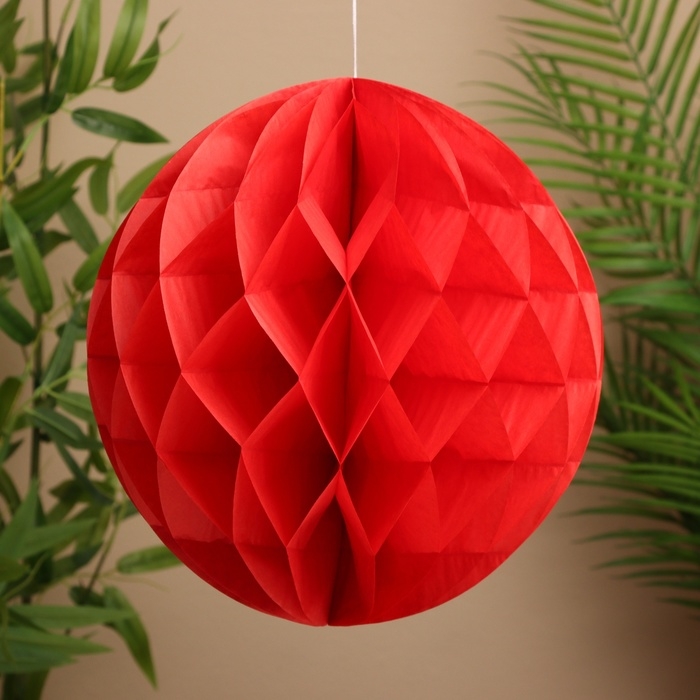 Шар бумажный декоративный, диаметр 30 см см, цв. красный Шар бумажный декоративный, диаметр 30 см см, цв. красный
