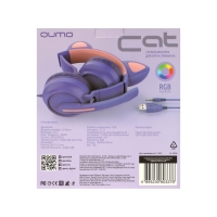 Наушники Qumo Game Cat Purple, игровые, микрофон, USB+3.5 мм, 2м, фиолетовые Наушники Qumo Game Cat Purple, игровые, микрофон, USB+3.5 мм, 2м, фиолетовые