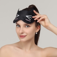 Маска для сна &laquo;Котяо&raquo;, 19,5 &times; 12 см, резинка одинарная, цвет чёрный