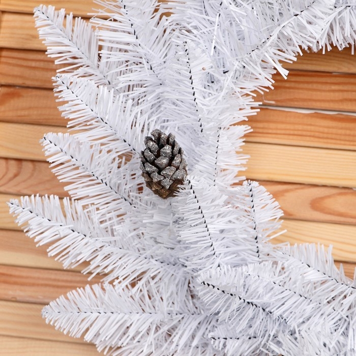 Новогодний венок "Белый" шишка серебро 45см