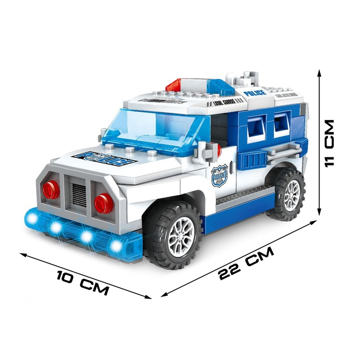 Конструктор блочный &laquo;Полицейский джип&raquo;, световые и звуковые эффекты, ездит, 72 детали