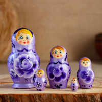 Матрёшка &laquo;Роза&raquo;,  сиреневое платье, 5 кукольная, 10 см