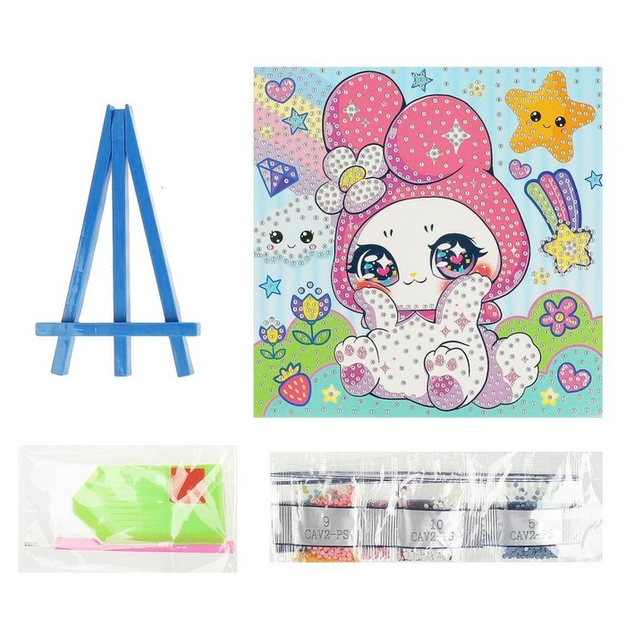 Набор для детского творчества, алмазная мозаика «Кавайный зайка», 20 × 20 см Набор для детского творчества, алмазная мозаика «Кавайный зайка», 20 × 20 см