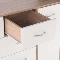 Комод 5 ящиков с дверью, 1100х480х900, Дуб сонома/Белый