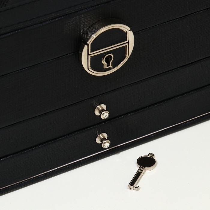 Подставка для украшений &laquo;Шкатулка&raquo; раздвижная с зеркалом, 22&times;17&times;11,5, цвет чёрный