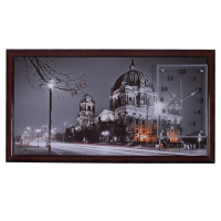 Часы-картина настенные, серия: Город, "Ночной Берлин", 50 х 100 см