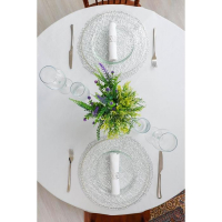Салфетки сервировочные на стол Доляна &laquo;Соломка&raquo;, d=38 см, 4 шт, цвет серебряный