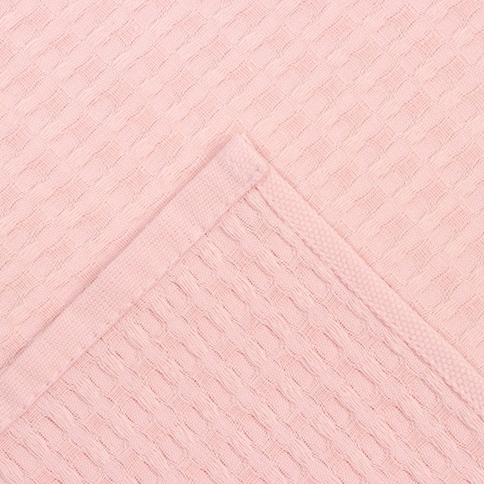 Набор кухонных полотенец Доляна, цвет розовый, 35х60см-2шт, 100% хл, вафля, 220 гр/м2