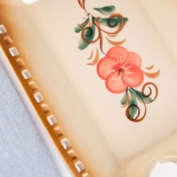 Хлебница "Роспись ажурная" бежевая 32х18см