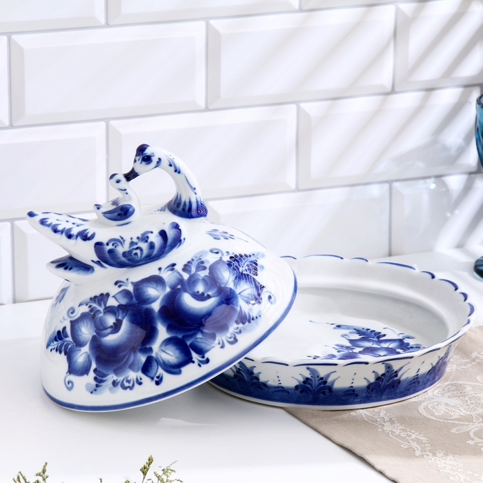 Блинница Блинница "Уточка", d-24см, h-20,5см, гжель, 1 сорт