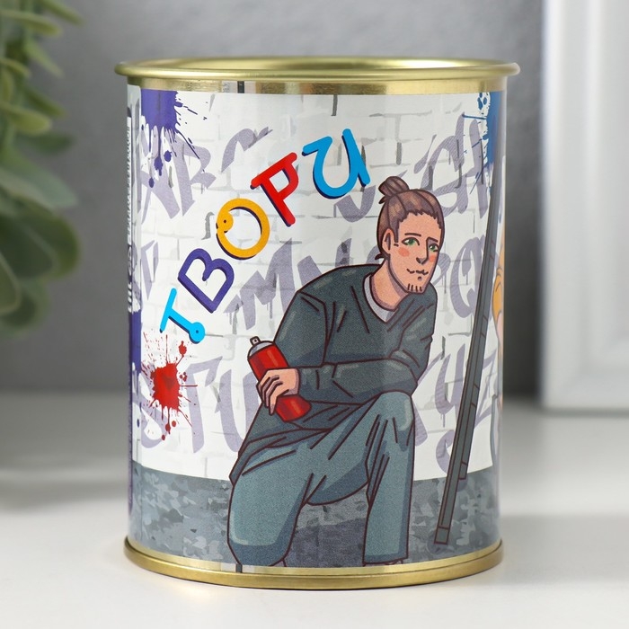 Носки в банке "Твори, моделируй" (внутри носки мужские, цвет чёрный)