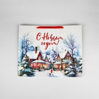 Пакет подарочный новогодний ламинированный &laquo;Зимняя деревня&raquo;, XL 49 х 40 х 19 см , Новый год