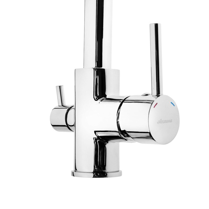 Смеситель для кухни Accoona А5179-4, с краном для питьевой воды, однорычажный, хром